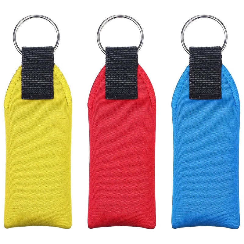 TecUnite Floating Neoprene Boat Keychain, 3 Pack Key Chain and Lanyard, Floatable Foam Key Fob for Water Sports (Red, Yellow, Blue, Black,4.2 Inch) - Image 1